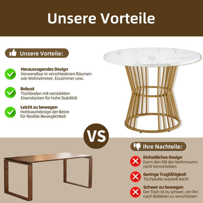 5-teiliges Esstisch Set Schwarz + Gold – Modernes Esszimmer