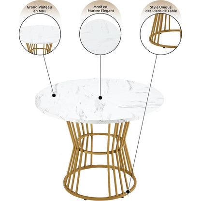5-teiliges Esstisch Set Schwarz + Gold – Modernes Esszimmer