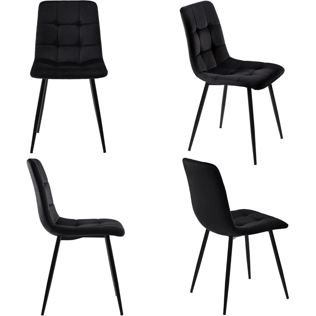 5-teiliges Esstisch Set Schwarz + Gold – Modernes Esszimmer