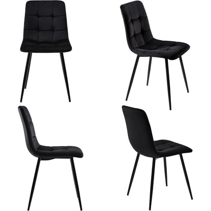 5-teiliges Esstisch Set Schwarz + Gold – Modernes Esszimmer