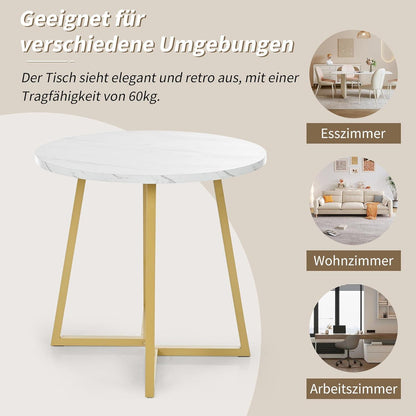 Moderner Esstisch Set 5-teilig Schwarz Gold 80x75cm