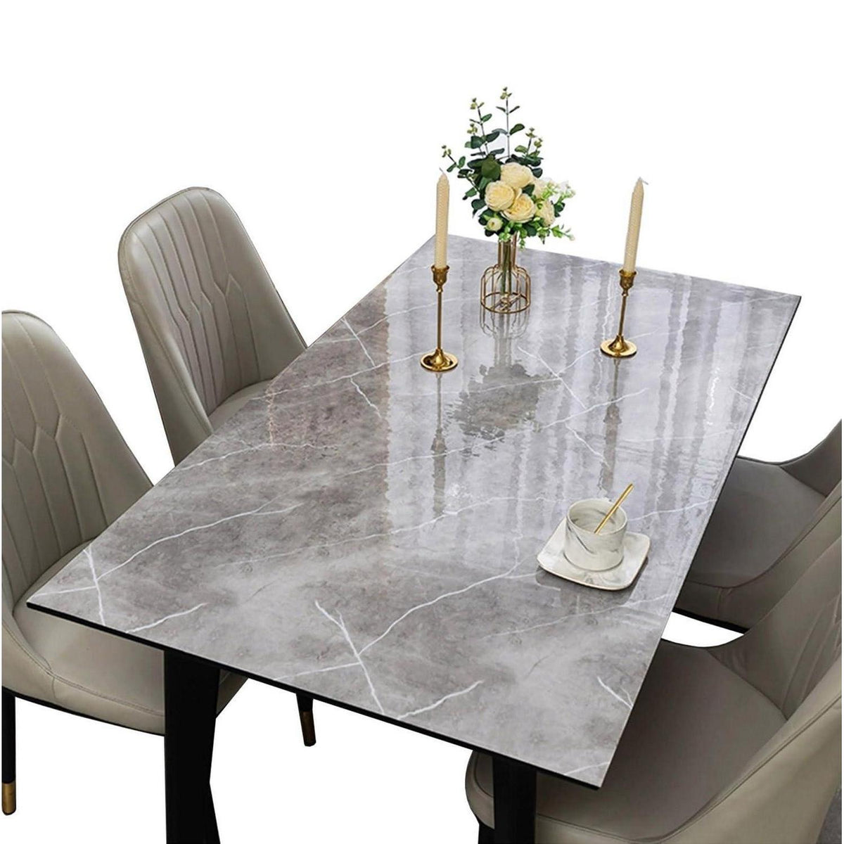 Wasserdichte Tischdecke Grau Marmor 85x180cm PVC Tischfolie