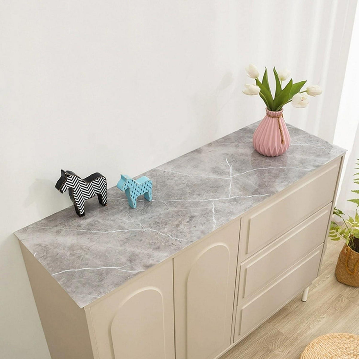 Wasserdichte Tischdecke Grau Marmor 85x180cm PVC Tischfolie