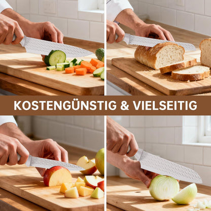 6-teiliges Messerset mit Block – Khaki Küchenmesser Set
