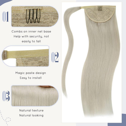Echthaar Zopf Blond 40cm - Haarverlängerung Pferdeschwanz