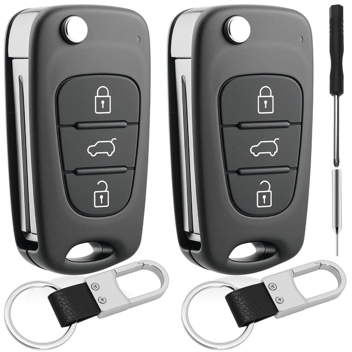 2x Auto Schlüsselgehäuse für Hyundai & Kia 3-Tasten