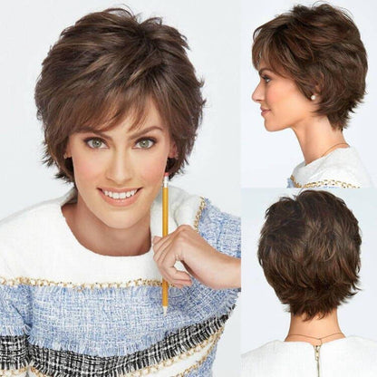 Braune Pixie Perücke Damen – Synthetisch & Vielseitig