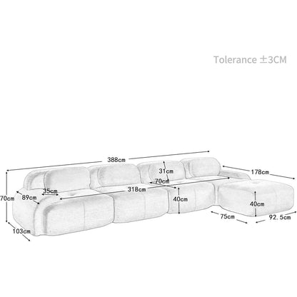 Modulares Cord Sofa 4-Sitzer mit Ottomane – Beige