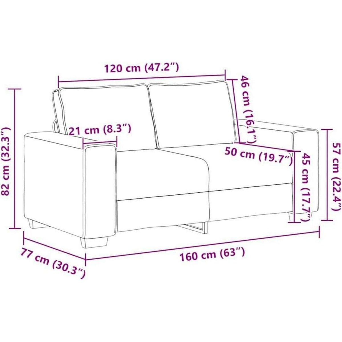 2-Sitzer Schlafsofa Dunkelgrau – Bequemes Klappsofa für Wohnzimmer