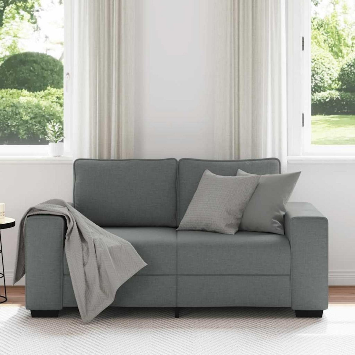 2-Sitzer Schlafsofa Dunkelgrau – Bequemes Klappsofa für Wohnzimmer