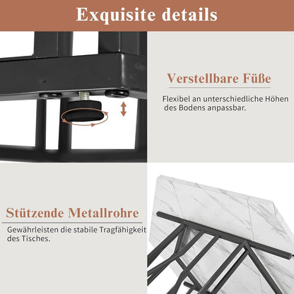 Moderner Esstisch Set (5-teilig) mit Samtstühlen