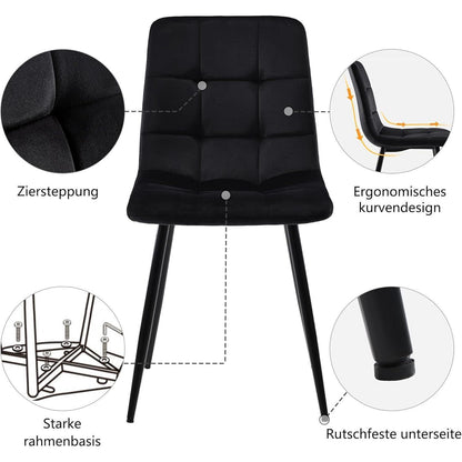 Sechseckiger Esstisch Set Schwarz Gold – 5-teilig, 115x100cm