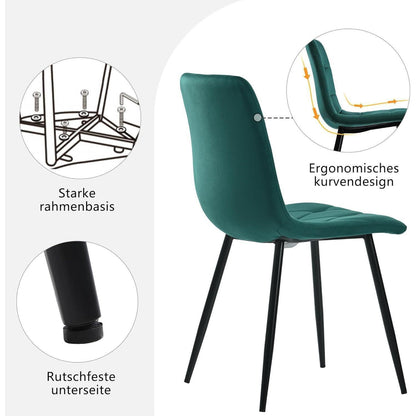 Sechseckiger Esstisch Set Grün Schwarz – 5-teilig, 115x100cm