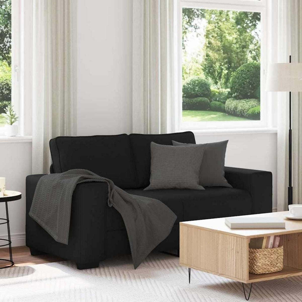 Schlafsofa Bettsofa 2-Sitzer Schwarz – Bequem & Vielseitig