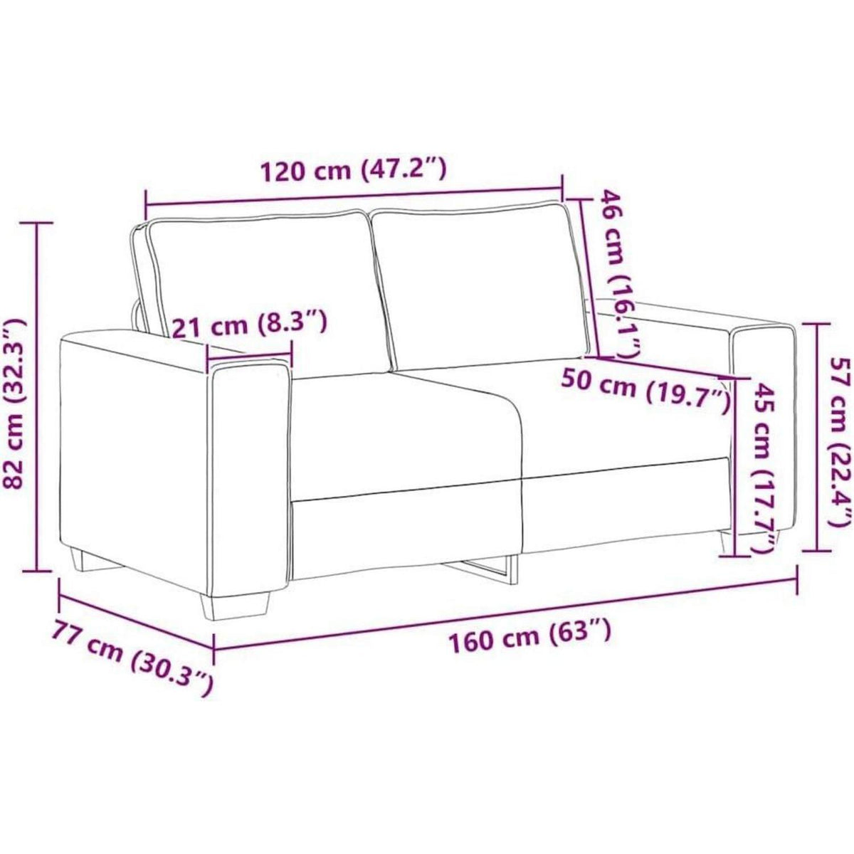 Schlafsofa Bettsofa 2-Sitzer Schwarz – Bequem & Vielseitig