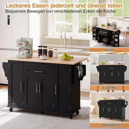 Beweglicher Küchenwagen mit Klappplatte & Schubladen