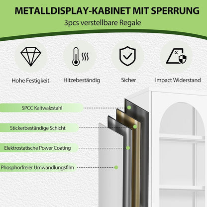 Schließbarer Vitrinen-Schrank 155cm – Glastür & Verstellbare Regale