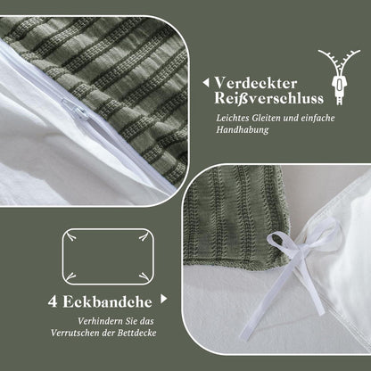Bettwäsche-Set 135x200 Baumwolle Olivgrün 4tlg.