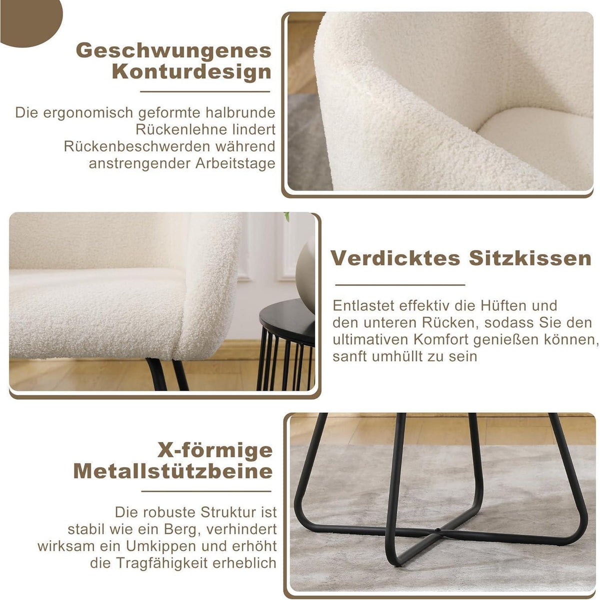 Mingone Lounge Sessel 2er Set - Weiß, Modern & Bequem