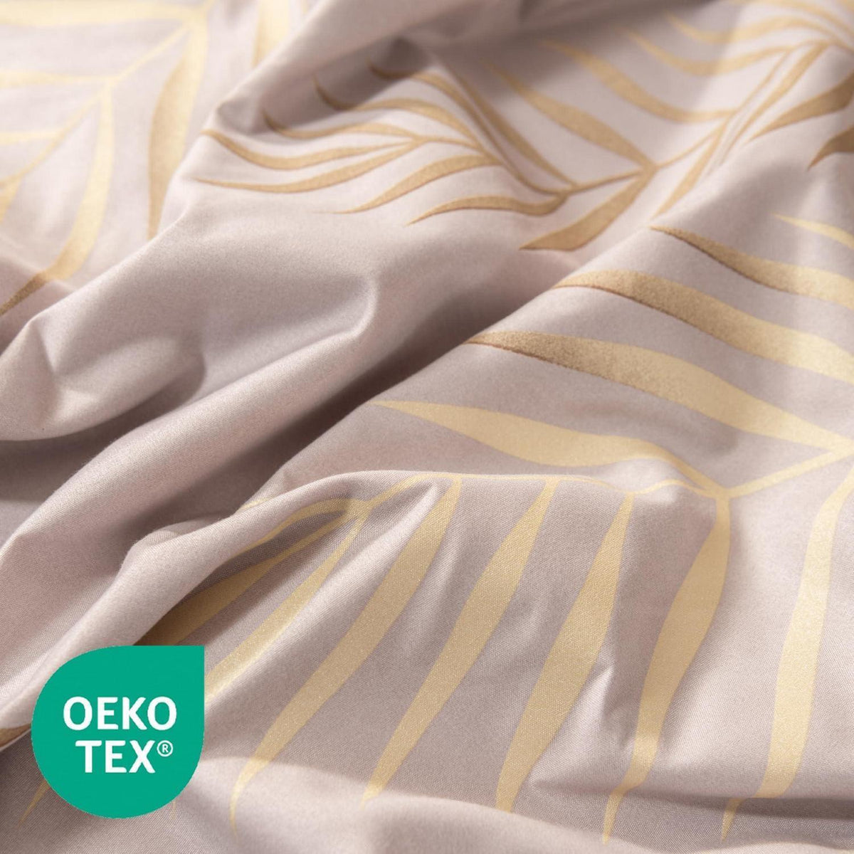 Mikrofaser Bettwäsche-Set 135x200 cm Beige Blätter-Beige 4tlg.
