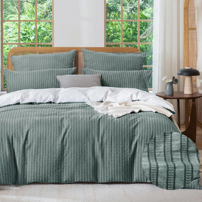 Bettwäsche-Set 135x200 Dunkelgrün, 4tlg. Baumwolle Jacquard