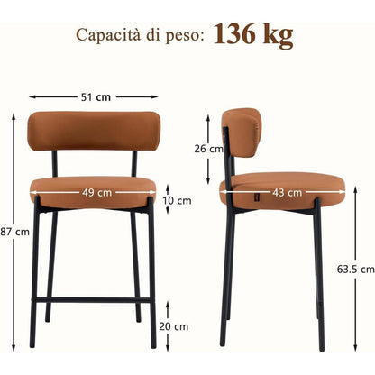 Barhocker Set 3er – Braun, 63,5cm Sitzhöhe in Lederoptik