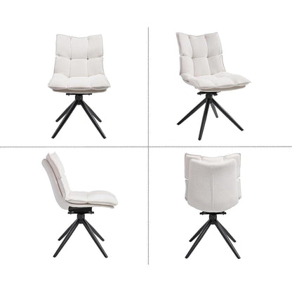 Drehbarer Esszimmerstuhl Set 2x Chenille, Beige