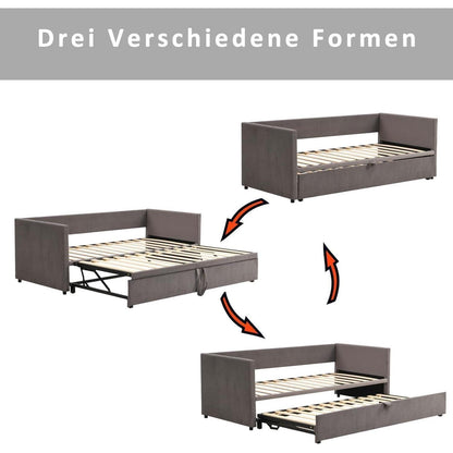 Schlafsofa 200cm Grau – Ausziehbar, Schrankbett & Tagesbett