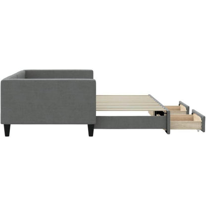 Tagesbett ausziehbar mit Schubladen & Schlaffunktion – Dunkelgrau 100x200 cm