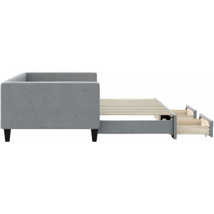 2-Sitzer Schlafsofa mit Bettkasten & Schublade – Hellgrau