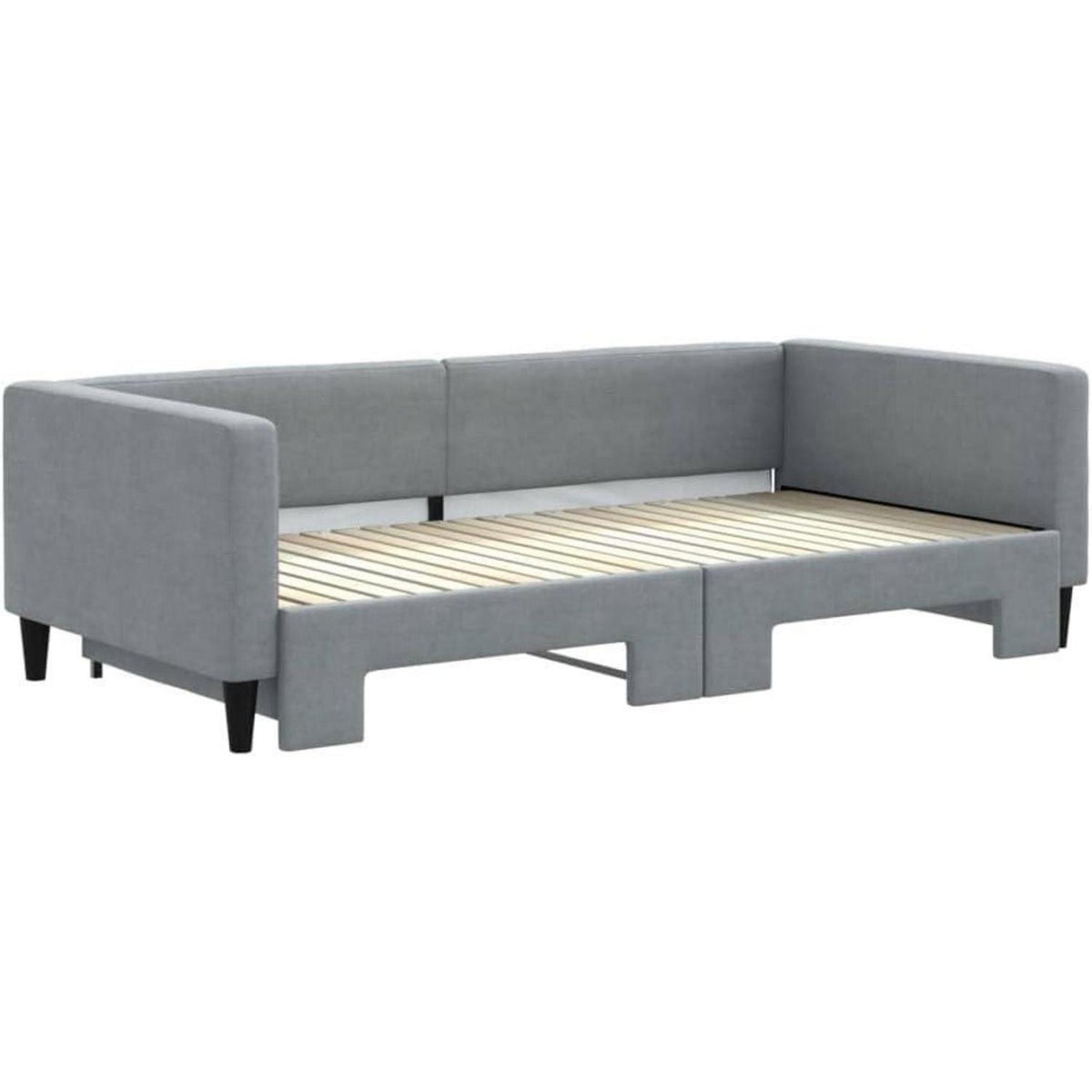 Schlafsofa 2-Sitzer, Ausziehbett mit Bettkasten, Hellgrau