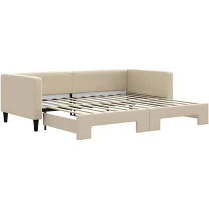 2-Sitzer Schlafsofa mit Bettkasten, 90x200 cm, Creme
