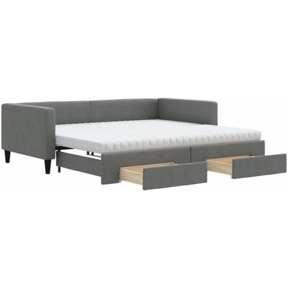 2-Sitzer Schlafsofa mit Bettkasten & Schublade, Dunkelgrau