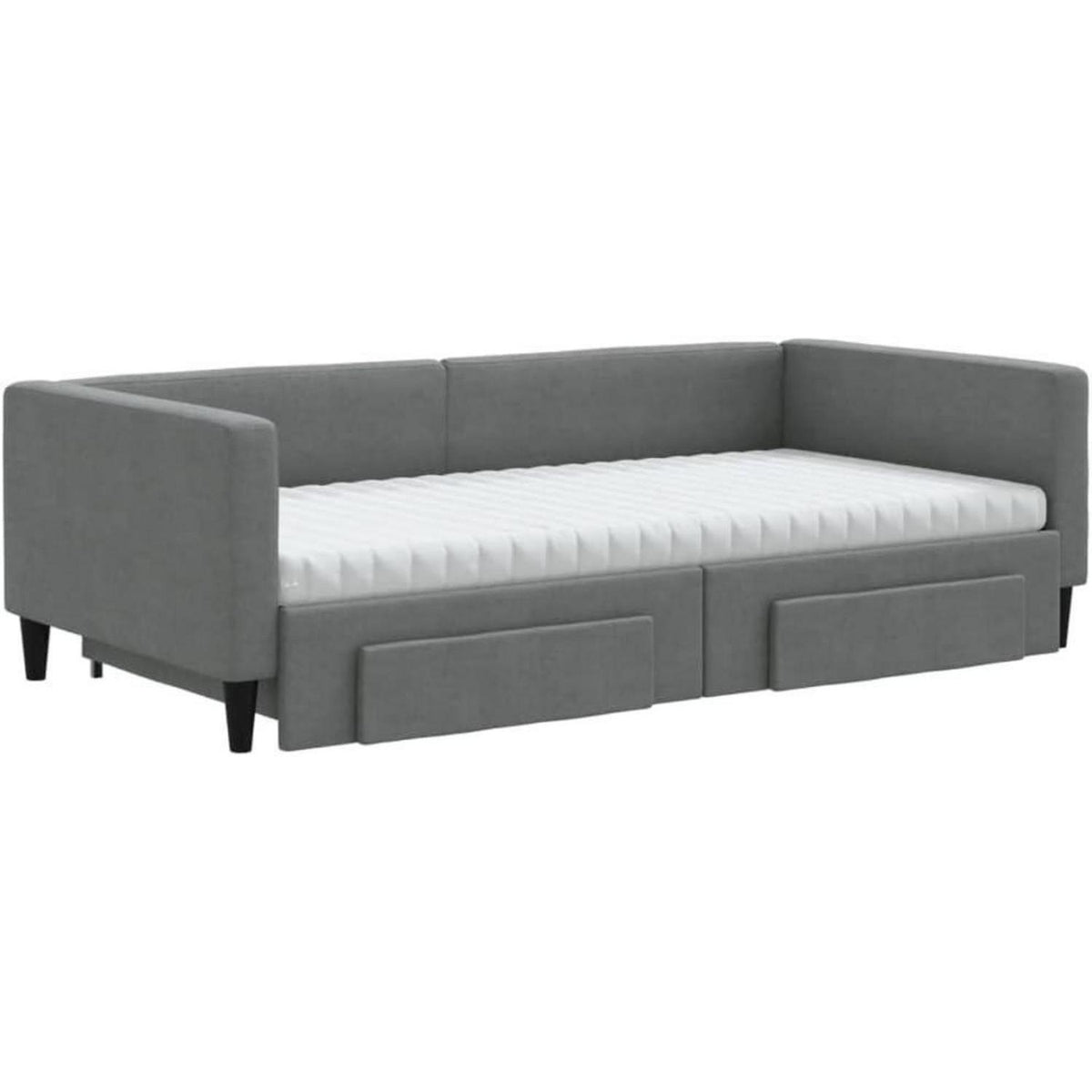 2-Sitzer Schlafsofa mit Bettkasten & Schublade, Dunkelgrau
