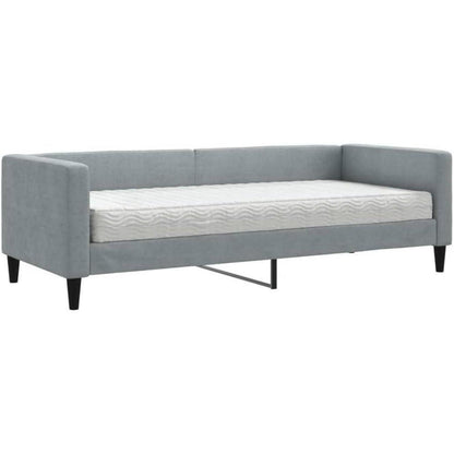 Schlafsofa 2-Sitzer mit Matratze – Hellgrau 80x200 cm