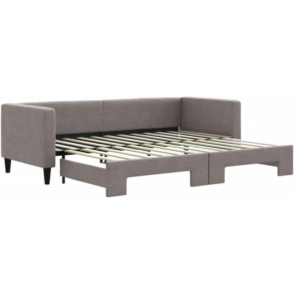 Schlafsofa 2-Sitzer Taupe – Ausziehbett mit Bettkasten