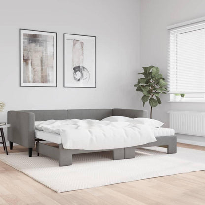 2-Sitzer Schlafsofa mit Bettkasten & Matratze – Dunkelgrau 90x190 cm