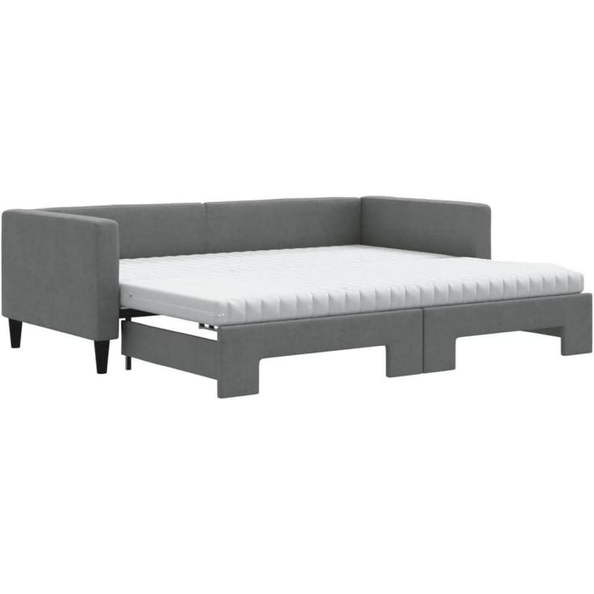 2-Sitzer Schlafsofa mit Bettkasten & Matratze – Dunkelgrau 90x190 cm