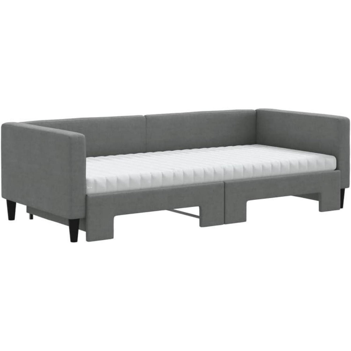 2-Sitzer Schlafsofa mit Bettkasten & Matratze – Dunkelgrau 90x190 cm