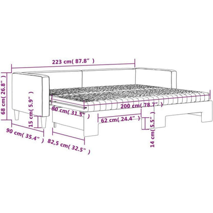 Tagesbett ausziehbar mit Matratze & Bettkasten – 80x200 cm