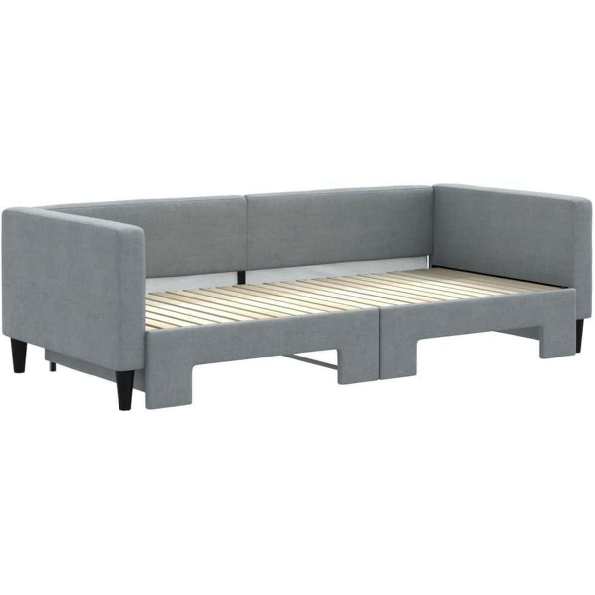Schlafsofa 2-Sitzer, Ausziehbett mit Bettkasten, Hellgrau
