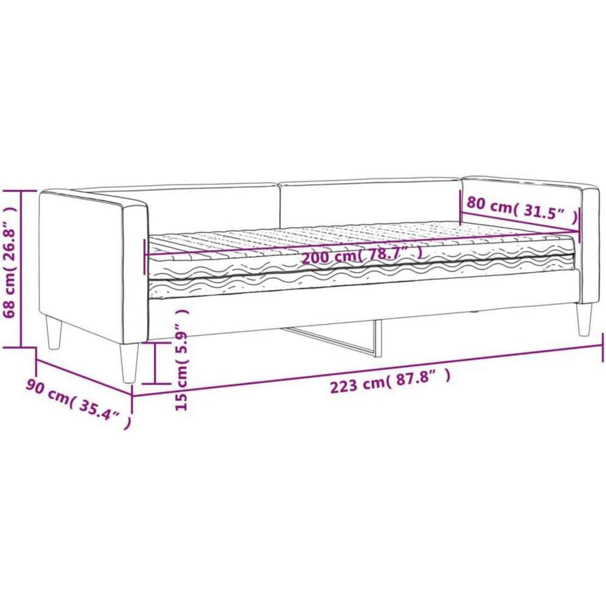 2-Sitzer Schlafsofa mit Matratze & Stauraum – 80x200 cm