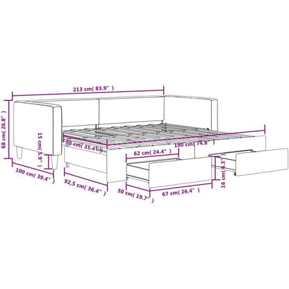 Tagesbett ausziehbar mit Schubladen – Schlafsofa 90x190 cm