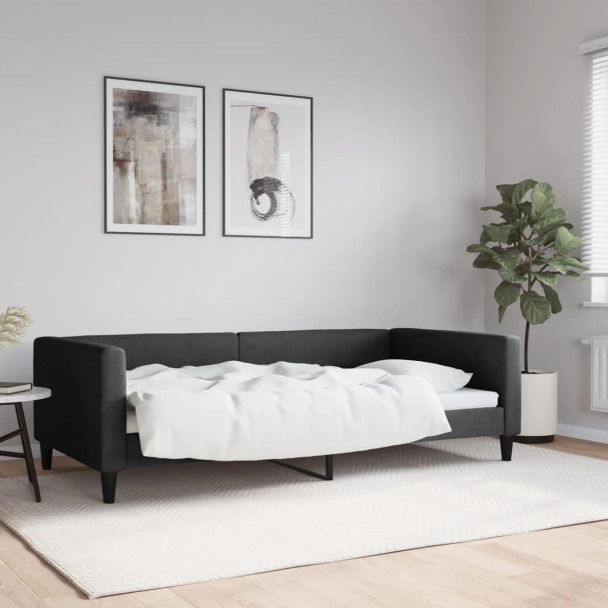 2-Sitzer Schlafsofa mit Stauraum & Bettfunktion 100x200 cm Schwarz