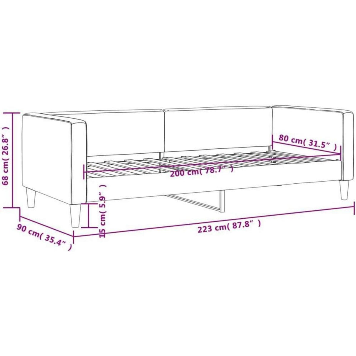 2-Sitzer Schlafsofa mit Stauraum & Bettfunktion, Taupe 80x200 cm