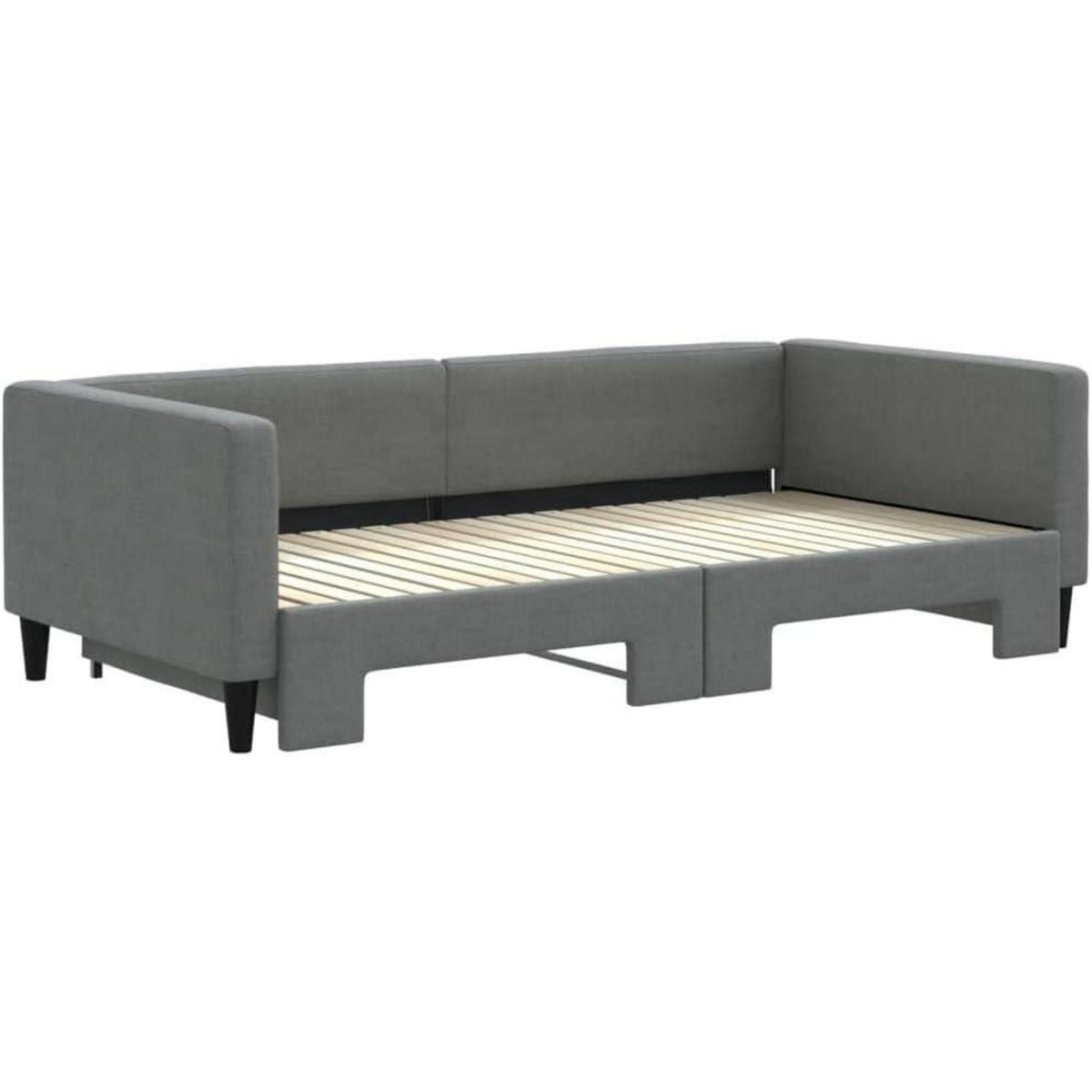 Schlafsofa 2-Sitzer Dunkelgrau – Ausziehbar mit Bettkasten