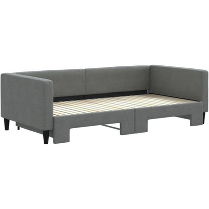 Schlafsofa 2-Sitzer Dunkelgrau – Ausziehbar mit Bettkasten