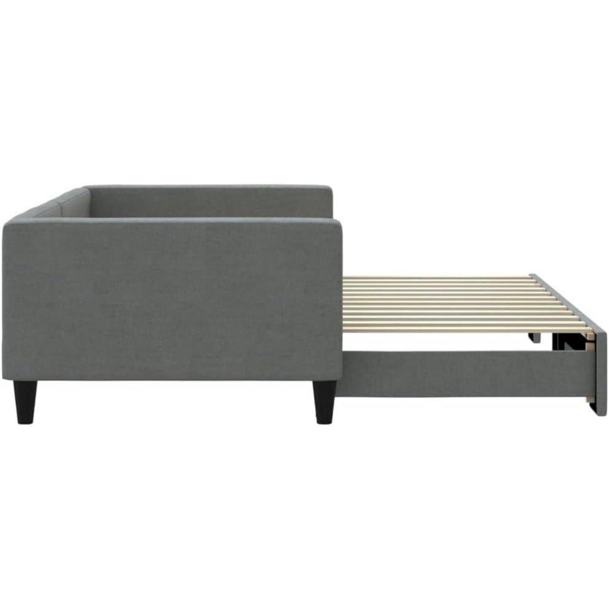 Schlafsofa 2-Sitzer Dunkelgrau – Ausziehbar mit Bettkasten