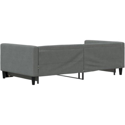 Schlafsofa 2-Sitzer Dunkelgrau – Ausziehbar mit Bettkasten