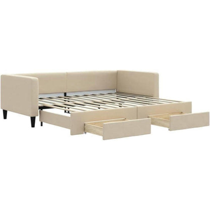 2-Sitzer Schlafsofa mit Bettkasten & Schublade, 90x200 cm